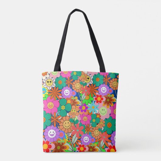 Retro Groovy Boho Hippie Blume Tasche (Rückseite)