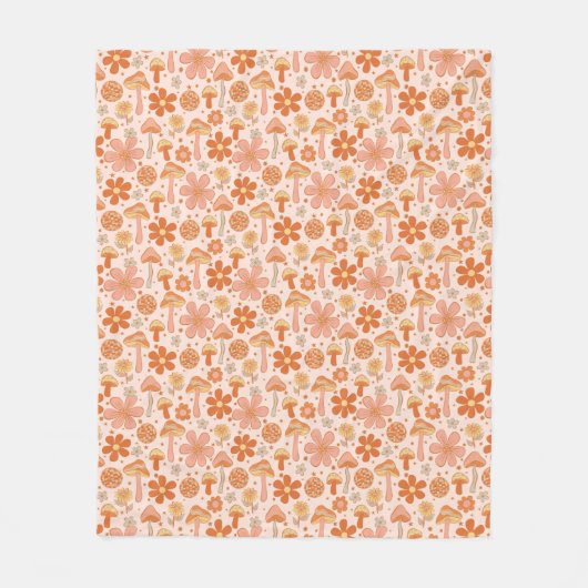 Retro Groovy Boho Pink Orange Diskothek Fleecedecke (Vorderseite)