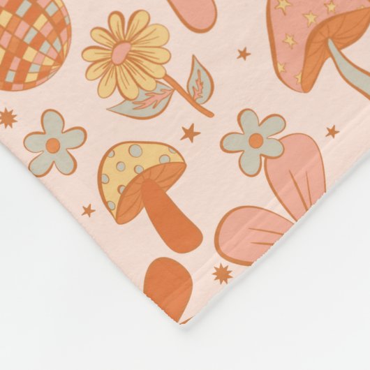 Retro Groovy Boho Pink Orange Diskothek Fleecedecke (Ecke)