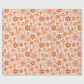 Retro Groovy Boho Pink Orange Diskothek Geschenkpapier (Flach)