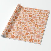 Retro Groovy Boho Pink Orange Diskothek Geschenkpapier (Ungerollt)