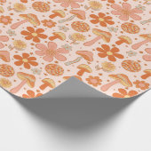 Retro Groovy Boho Pink Orange Diskothek Geschenkpapier (Ecke)