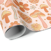 Retro Groovy Boho Pink Orange Diskothek Geschenkpapier (Rolleneckpunkt)