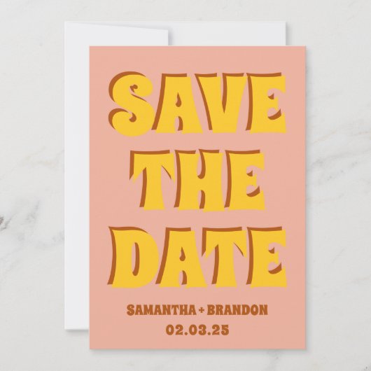 Retro Groovy Bold & Bright Boho Wedding Qr Code Save The Date (Vorderseite)