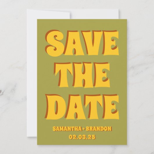 Retro Groovy Bold & Bright Boho Wedding Qr Code Save The Date (Vorderseite)