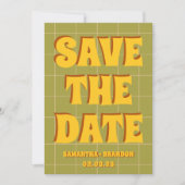 Retro Groovy Bold & Bright Boho Wedding Qr Code Save The Date (Vorderseite)