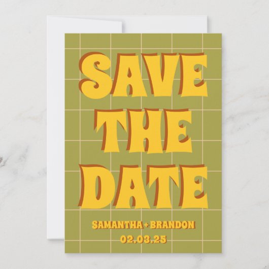 Retro Groovy Bold & Bright Boho Wedding Qr Code Save The Date (Vorderseite)