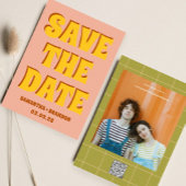 Retro Groovy Bold & Bright Boho Wedding Qr Code Save The Date