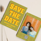 Retro Groovy Bold & Bright Boho Wedding Qr Code Save The Date