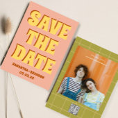 Retro Groovy Bold & Bright Boho Wedding Qr Code Save The Date