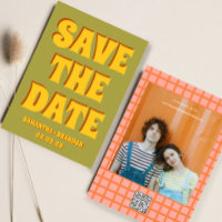 Retro Groovy Bold & Bright Boho Wedding Qr Code