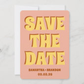 Retro Groovy Bold & Bright Boho Wedding Qr Code Save The Date (Vorderseite)