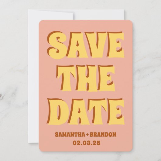 Retro Groovy Bold & Bright Boho Wedding Qr Code Save The Date (Vorderseite)