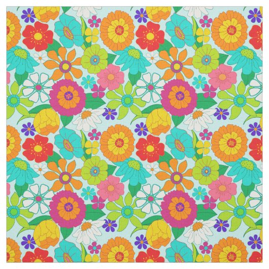 Retro Groovy Bold Hippie Blume Muster Stoff (Muster)
