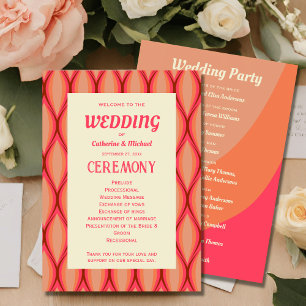 Retro Groovy Bold Typografy Colorful 70er Hochzeit Programm
