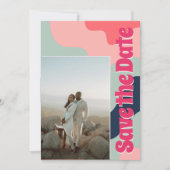 Retro Groovy Bold Waves Typografy Foto Save The Date (Vorderseite)