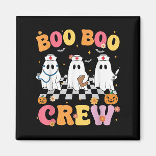 Retro Groovy Boo Crew Halloween Ghost Nurse Magnet