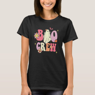 Retro Groovy Boo Crew Halloween Hippie Floral Ghos T-Shirt