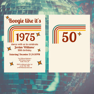 Retro Groovy Boogie Simple Dance 50. Geburtstag Einladung