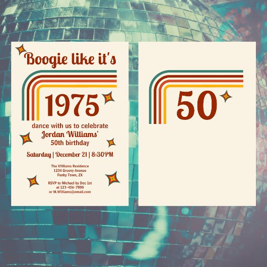 Retro Groovy Boogie Simple Dance 50. Geburtstag Einladung