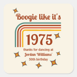 Retro Groovy Boogie Simple Dance 50. Geburtstag Quadratischer Aufkleber