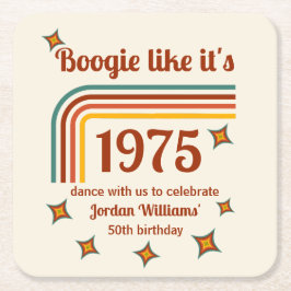 Retro Groovy Boogie Simple Dance 50. Geburtstag Rechteckiger Pappuntersetzer