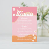 Retro Groovy Brautparty, 70er Hippie Vibes Daisy Begleitkarte (Stehend Vorderseite)