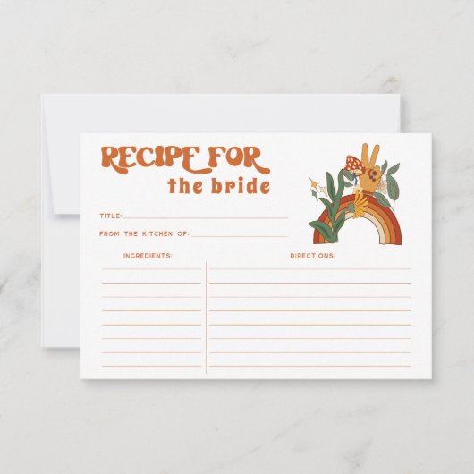 Retro Groovy Brautparty Rezept Card (Vorderseite)