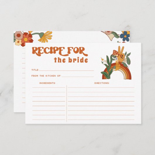 Retro Groovy Brautparty Rezept Card (Vorne/Hinten)