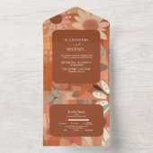 Retro Groovy brennen orange Blumenhochzeit All In One Einladung (Innen Boden)