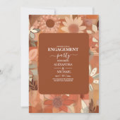 Retro Groovy brennen orange Blumenhochzeit Einladung (Vorderseite)