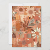 Retro Groovy brennen orange Blumenhochzeit Einladung (Rückseite)