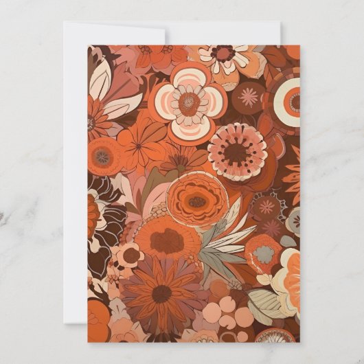 Retro Groovy brennen orange Blumenhochzeit Save The Date (Rückseite)