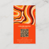 Retro Groovy Bright Orange QR Code Bold Boho Visitenkarte (Rückseite)