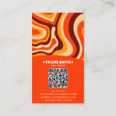 Retro Groovy Bright Orange QR Code Bold Boho Visitenkarte (Rückseite)