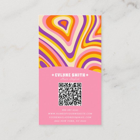 Retro Groovy Bright Pink QR Code Bold Boho Unique Visitenkarte (Rückseite)