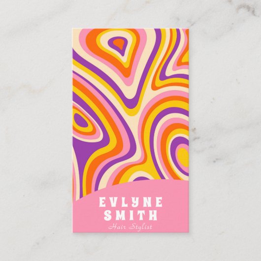 Retro Groovy Bright Pink QR Code Bold Boho Unique Visitenkarte (Vorderseite)