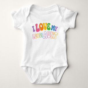 Retro groovy Bubble-Letter Ich liebe meine LesbiTa Baby Strampler