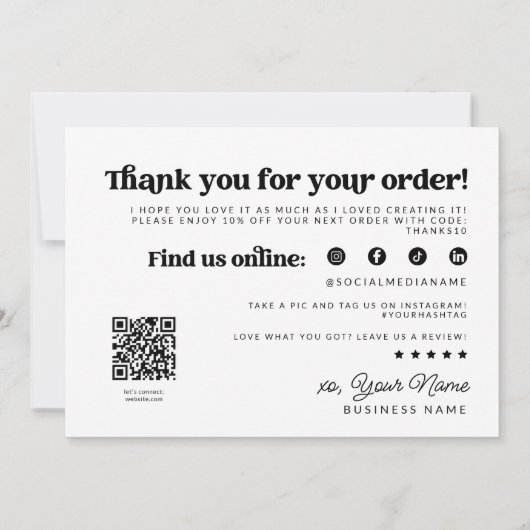 Retro Groovy Business Vielen Dank QR Code Dankeskarte (Rückseite)