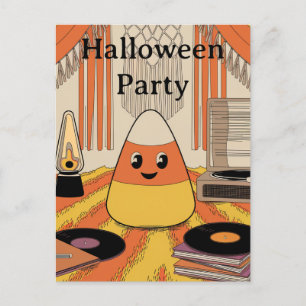 Retro, Groovy Candy Corn Halloween-Party Einladung Postkarte