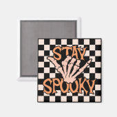 Retro Groovy Checkered Bleibe Spooky Halloween Magnet (Vorderseite/Rückseite)