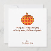 Retro Groovy Checkered Pumpkin Daisy Erntedank Karte (Rückseite)
