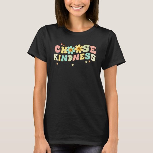 Retro Groovy Choose Kindness Flower Cute Womens T-Shirt (Vorderseite)