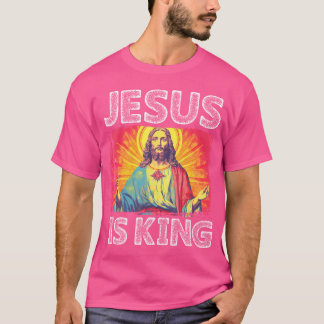 Retro Groovy Christlich Jesus is King Crown Faith T-Shirt