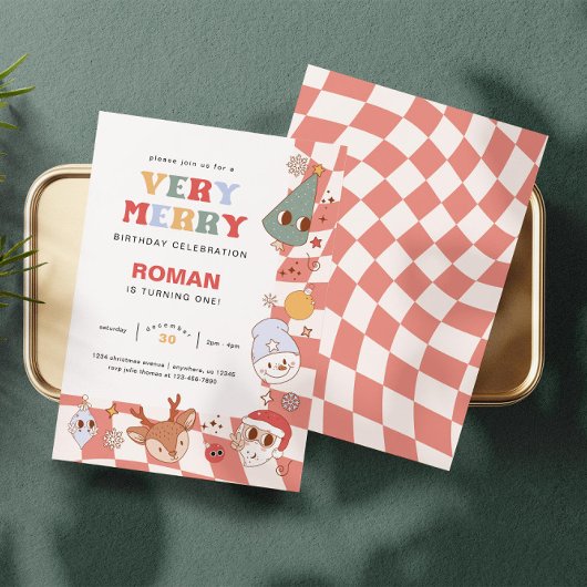 Retro Groovy Christmas Geburtstag Einladung