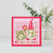 Retro Groovy Christmas Gnome Mor Peace Card Einladung (Stehend Vorderseite)
