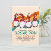 Retro Groovy Christmas Gnomes Holiday Party Einladung (Stehend Vorderseite)