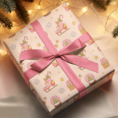 Retro Groovy Christmas Holiday Rollerskates Geschenkpapier