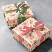 Retro Groovy Christmas Holiday Rollerskates Geschenkpapier