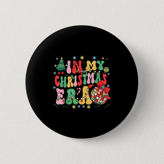 Retro Groovy Christmas In My Christmas Era Xmas Button (Vorderseite)